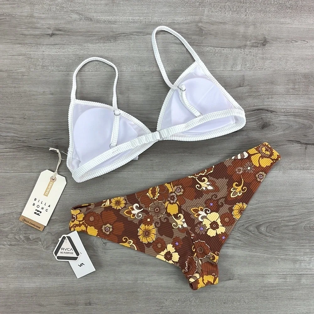 ☀️BILLABONG☀️ RVCA☀️ TANLINES CECI TRI EARTH BLOOM CHEEKY BIKINI SET